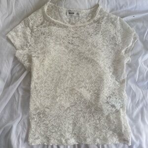 Hollister Women's Floral Lace Blouse - White